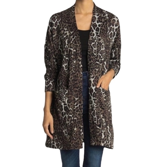 Sanctuary Camp Patch Pocket Knit Cardigan Fearless Feline Leopard Print XS New - Picture 1 of 6